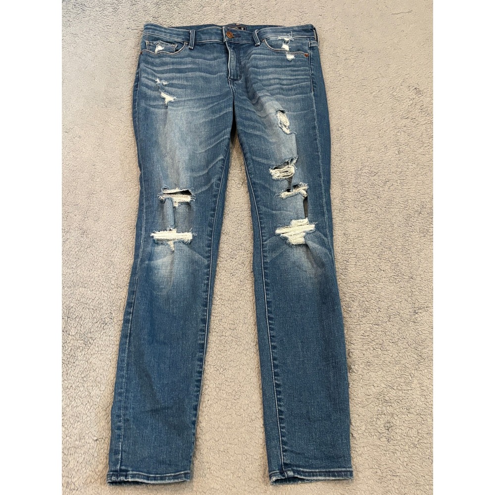 Abercrombie & Fitch Harper Super Skinny Distressed Jeans Blue 28 6R Medium Wash